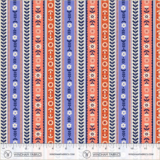 Folky Chicken by Natalie Briscoe : Ribbon Stripe Cobalt 55239-5