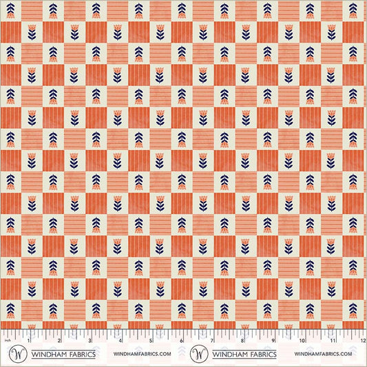 Folky Chicken by Natalie Briscoe : Tulip Check Coral 55242-7