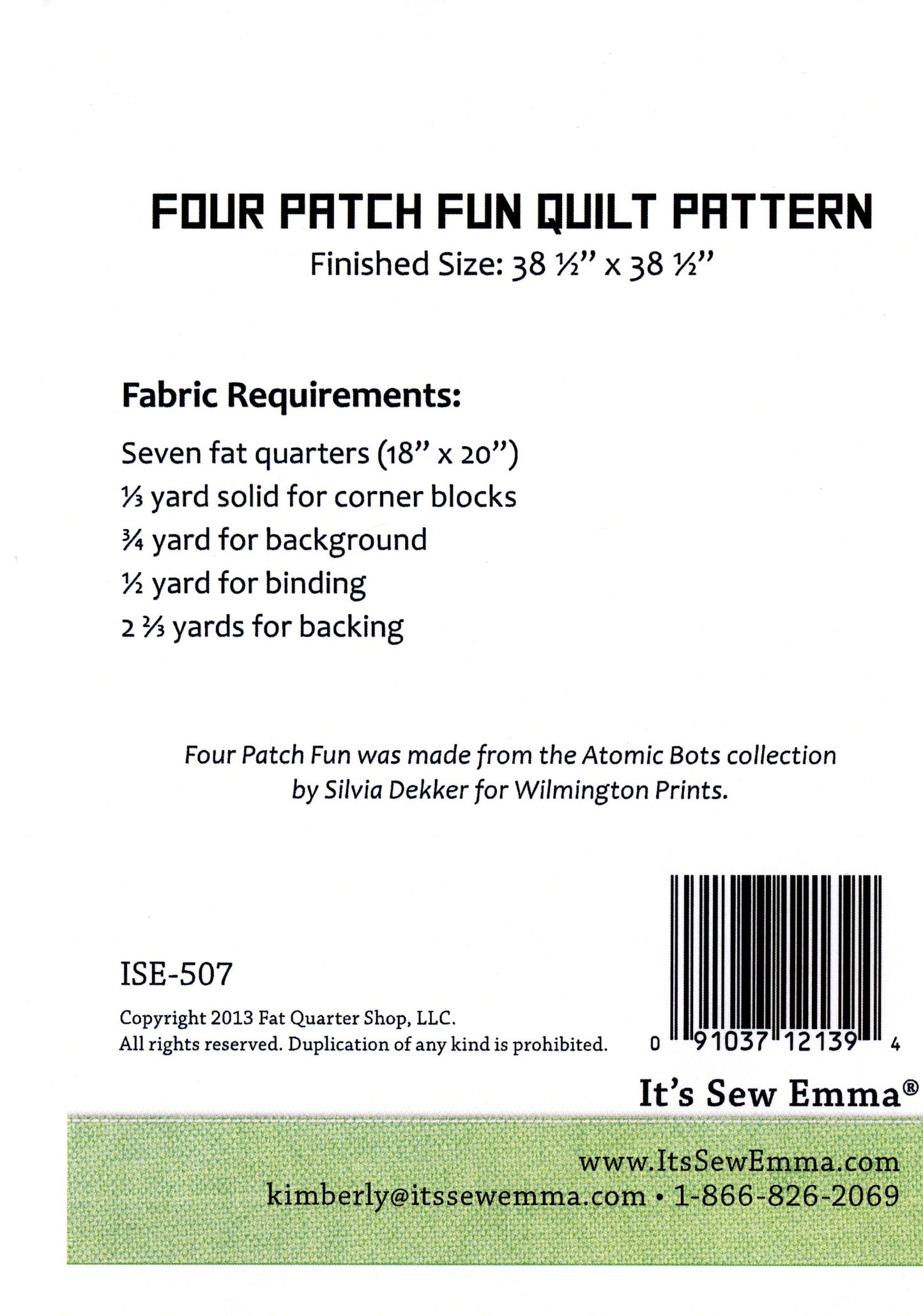 Four Patch Fun Quilt Pattern by It's Sew Emma