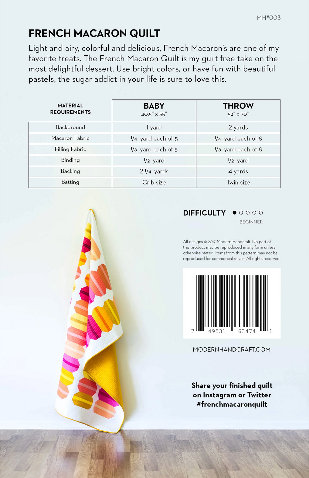 French Macaron Quilt Pattern by Modern Handcraft