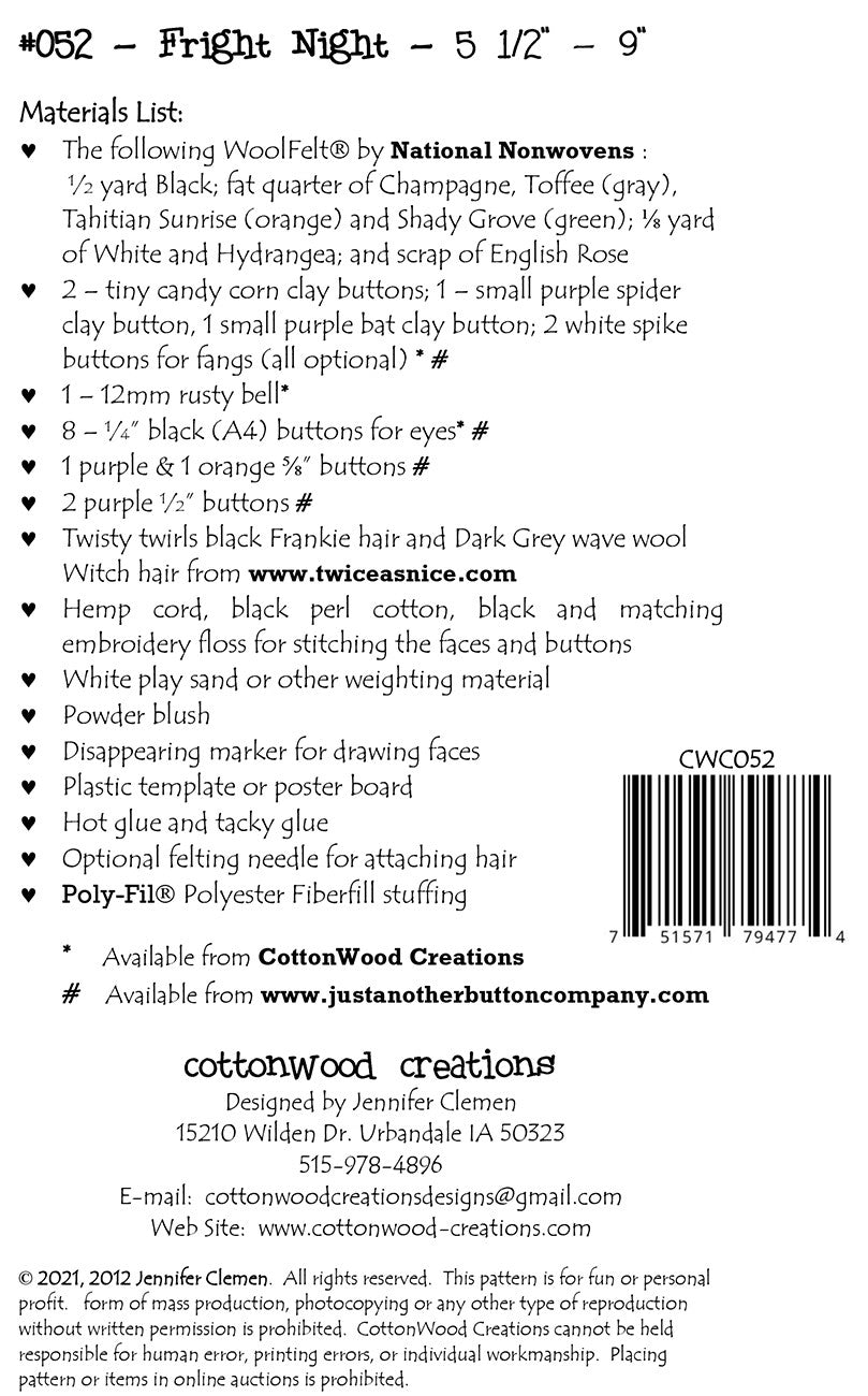 Fright Night Pattern # CWC052 - Special Order
