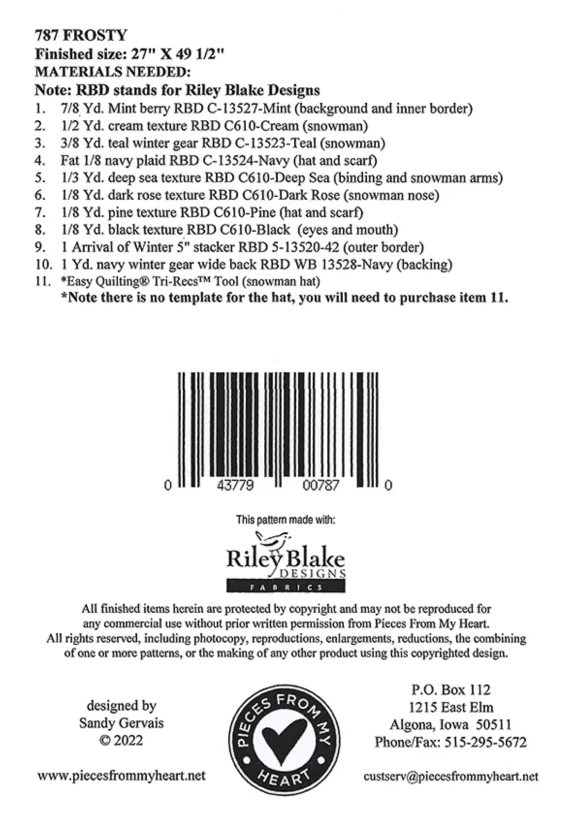 Frosty Wall Hanging Pattern by Sandy Gervais