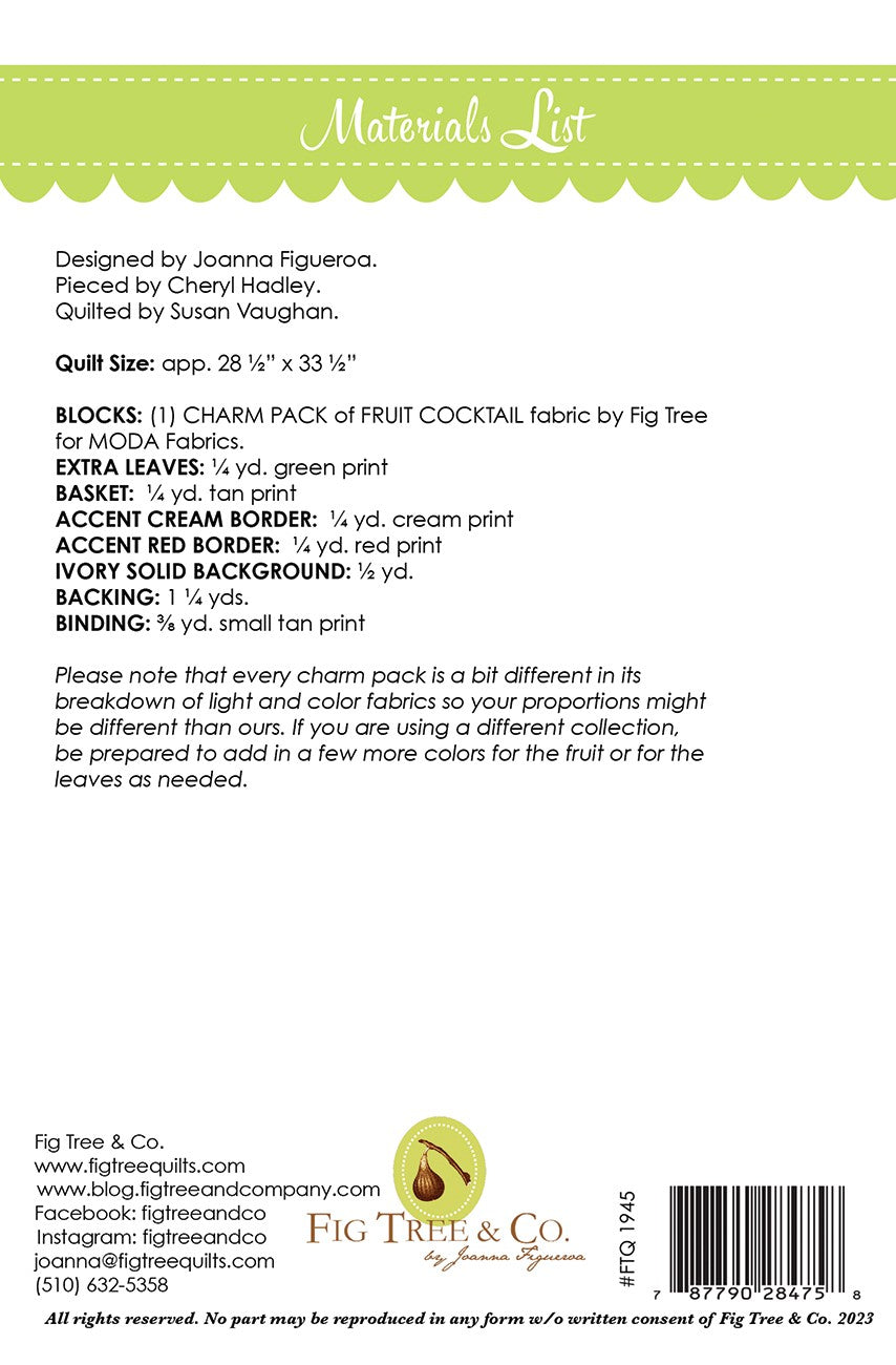 Fruitti Tutti Quilt Pattern by Fig Tree & Co.