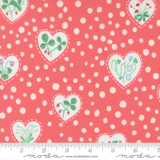 Funny Valentine by Lizzy House : Flower Heart Coral 37144 14