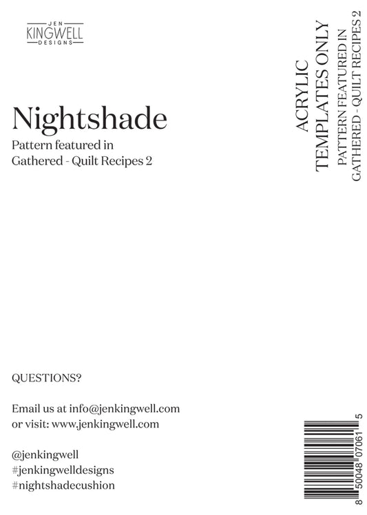 Gathered - Quilt Recipes 2 by Jen Kingwell Designs : Nightshade Acrylic Template Set