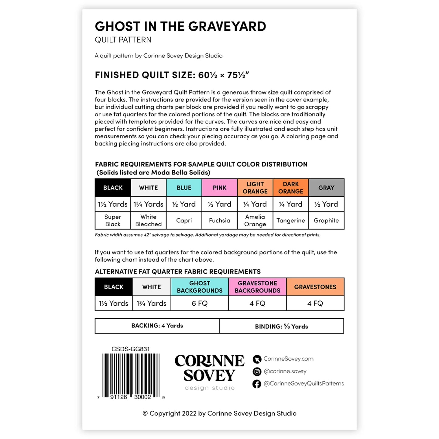 Ghost in the Graveyard Quilt Kit Pattern by Corinne Sovey Design Studio
