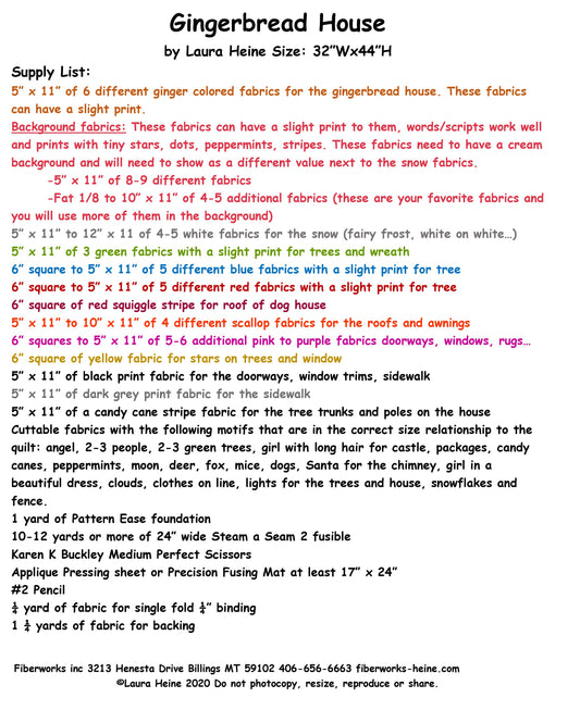 Gingerbread House Collage Pattern by Laura Heine # FWLHGINGERBREADHOUSE - Special Order