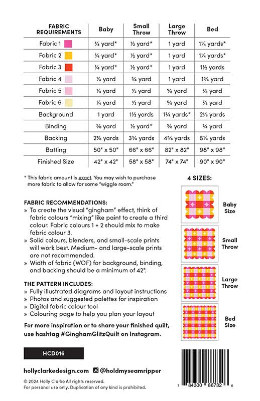 Gingham Glitz Quilt Pattern by Holly Clark Design
