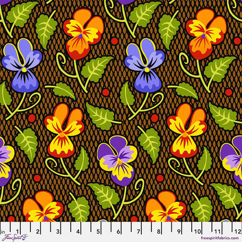 Gloriosa Garden by Jane Sassaman : Johnny Jump Ups - Brown PWJS154.BROWN