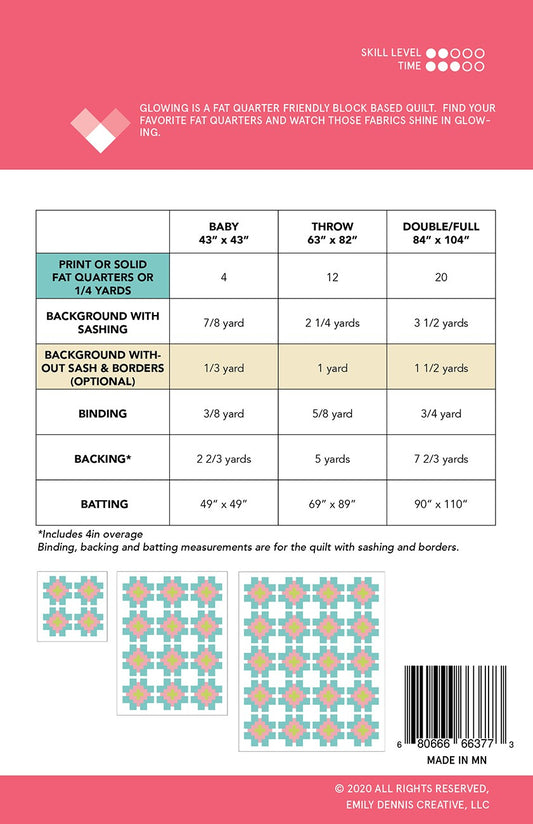 Glowing Quilt Pattern by Quilty Love