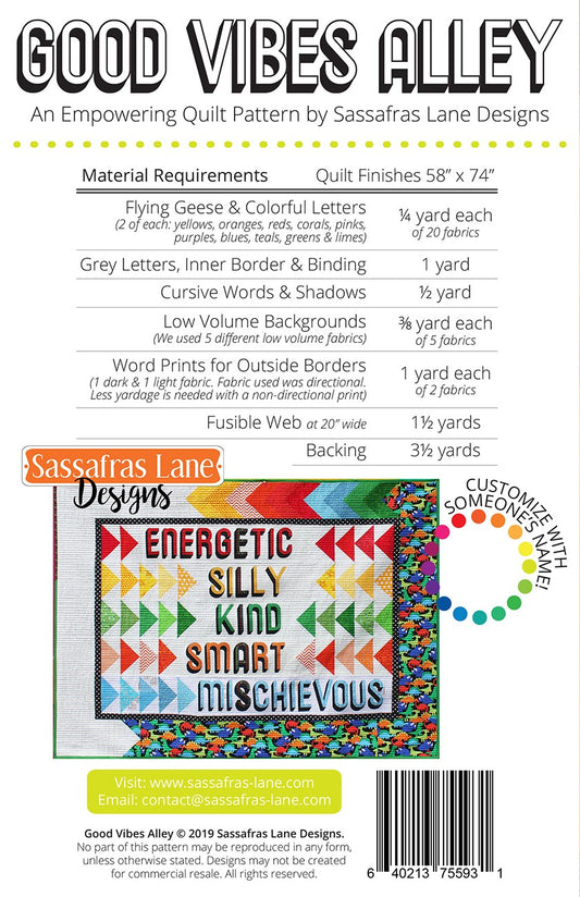 Good Vibes Alley Applique Quilt Pattern by Sassafras Lane - Special Order