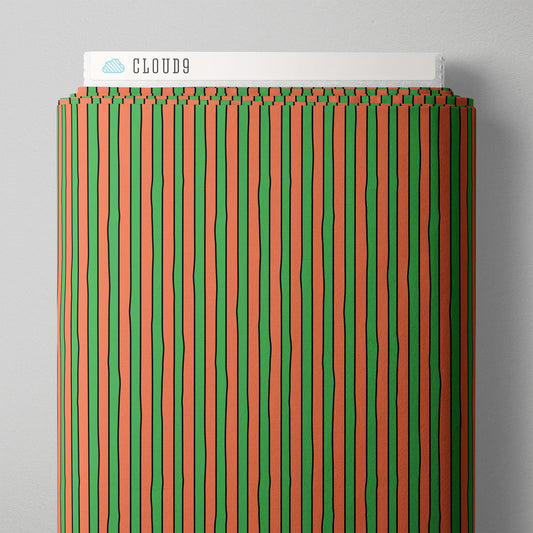 Goodnight Moon by Cloud9 Fabrics : Stripe Orange/Green 227859