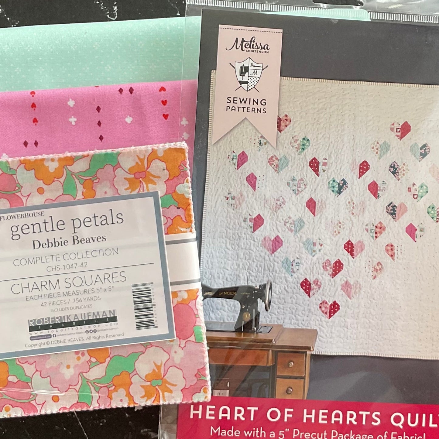 Heart of Hearts Quilt Kit featuring Gentle Petals by Debbie Beaver - 1 Left!