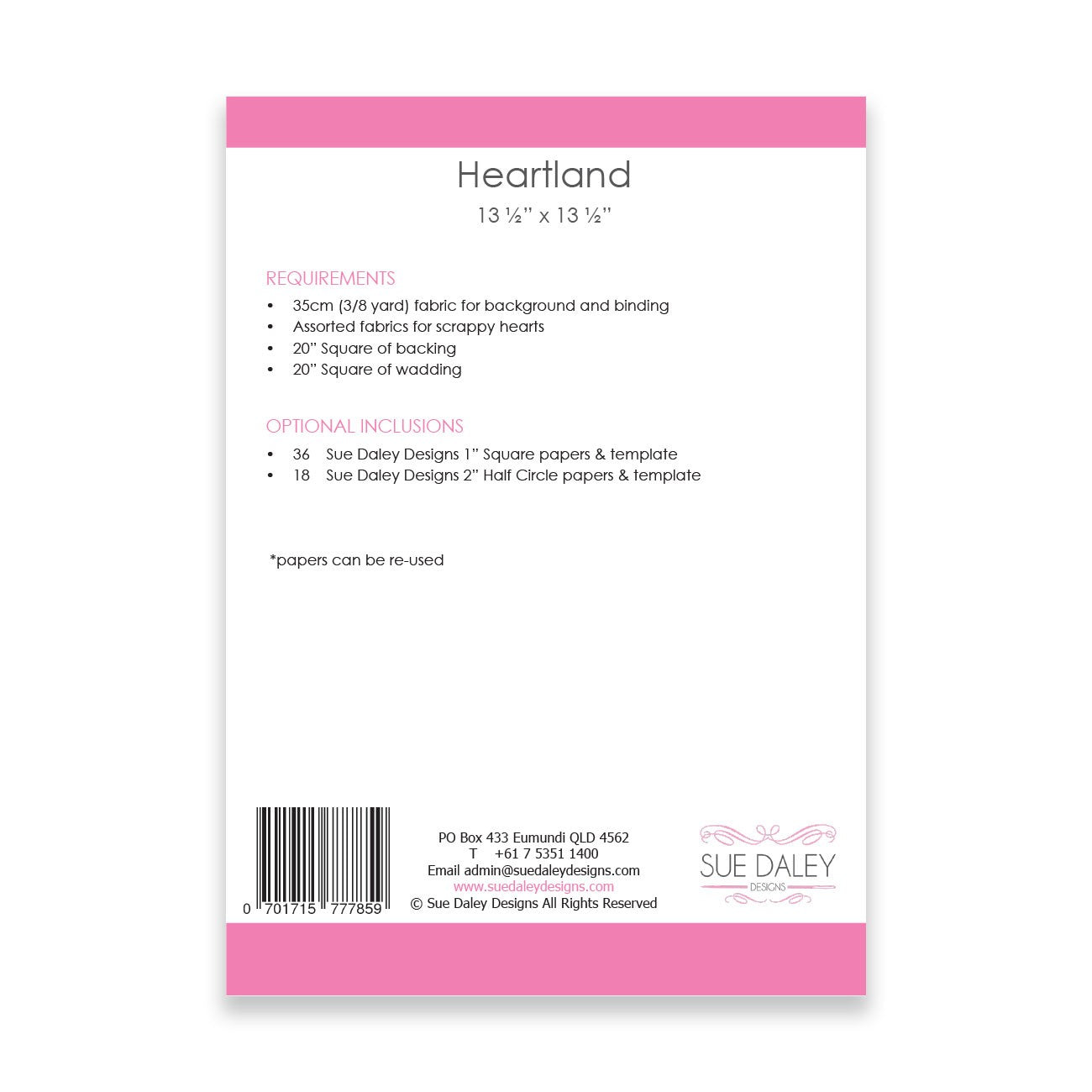 Heartland Wallhanging Pattern # PSD-HLWH - Special Order