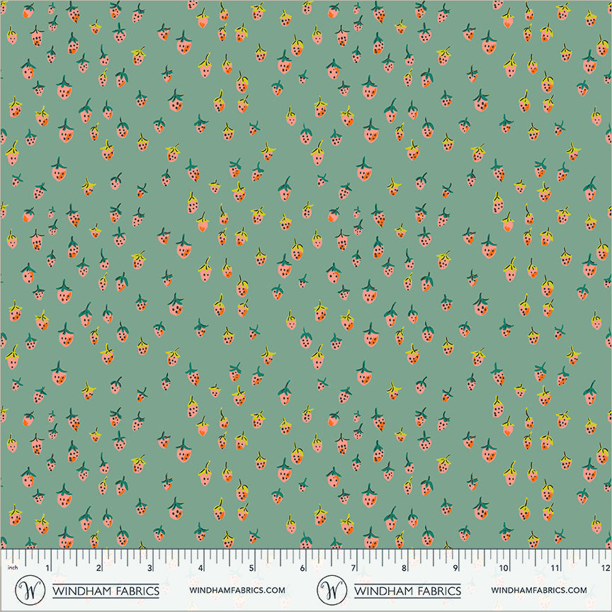 Heather Ross Favorites by Heather Ross - Field Strawberries 50899D-13 Teal