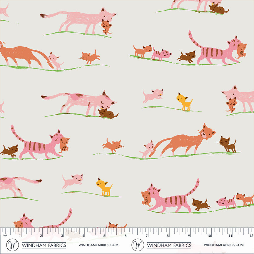 Heather Ross Favorites by Heather Ross - Marching Cats 40931D-5 Cream