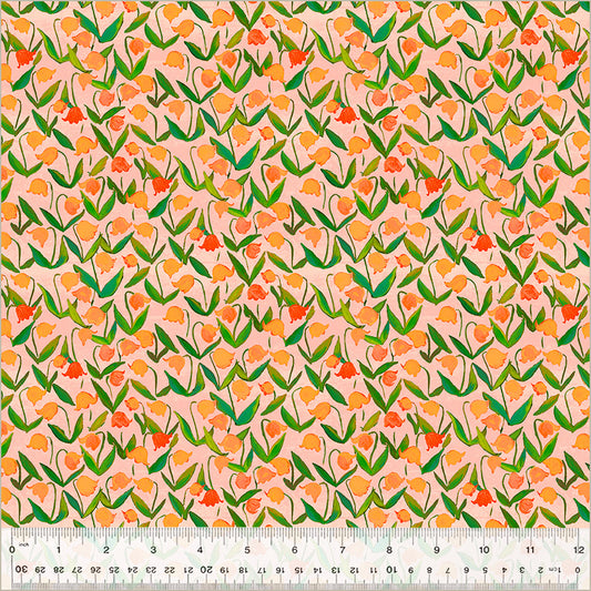 Heather Ross by Hand : Flowerbed Salmon 54257D-3