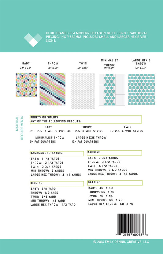 Hexie Framed Quilt Pattern by Quilty Love