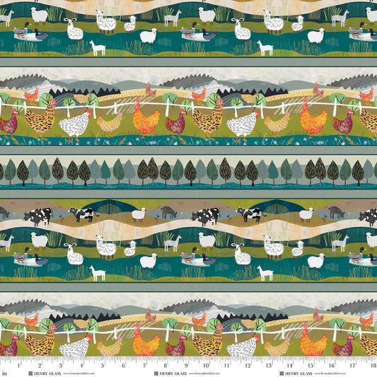 Highland Nature Walk by Alison Woodside - Border Stripe 4596-67 Teal