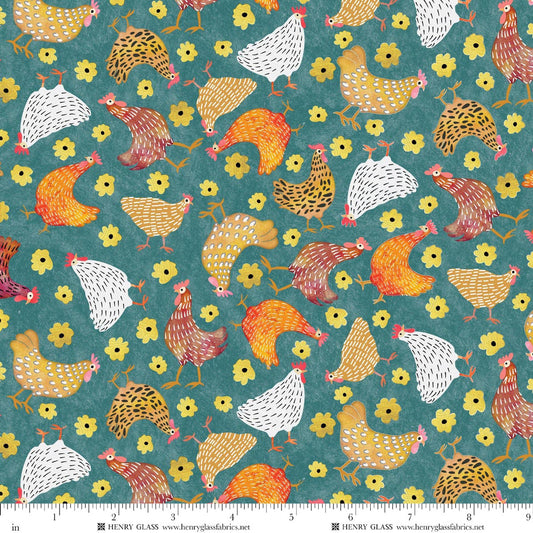 Highland Nature Walk by Alison Woodside - Hens 4591-67 Teal