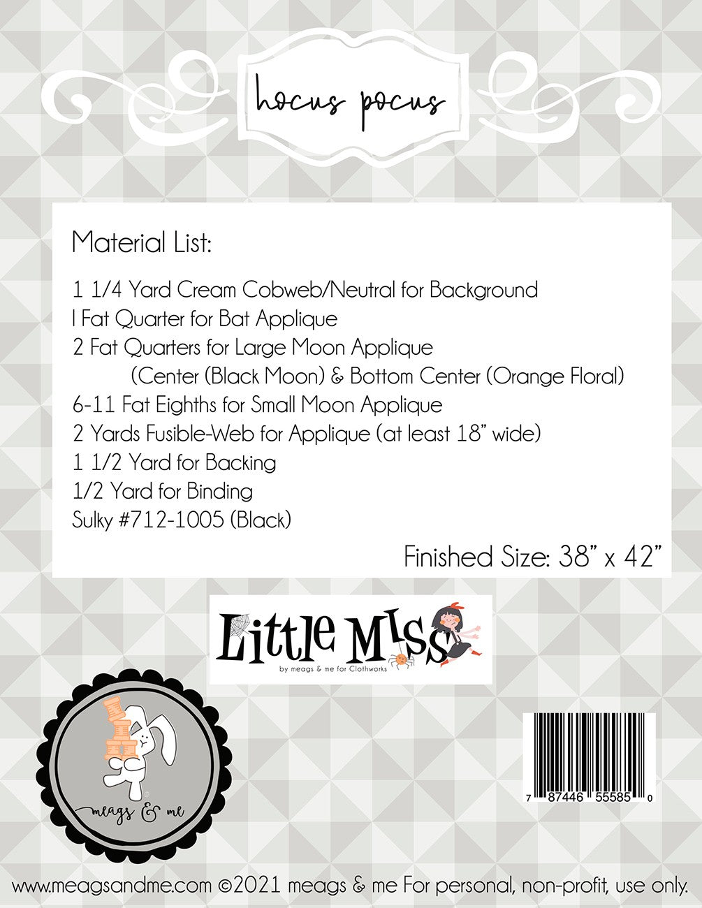 Hocus Pocus Applique Quilt Pattern by Meags and Me MAMP139 - Special Order