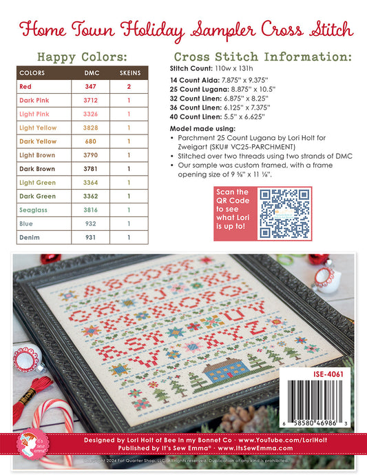 Home Town Holiday Sampler Cross Stitch Pattern # ISE-4061 - Special Order