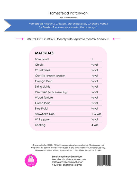 Homestead Patchwork Block of the Month # CH-504 - Special Order