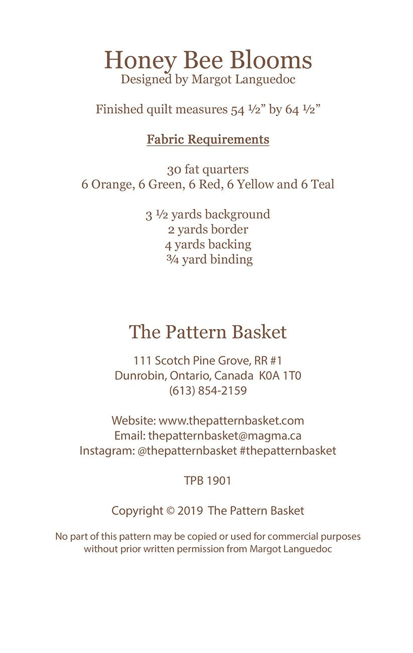 Honey Bee Blooms Quilt Pattern by The Pattern Basket