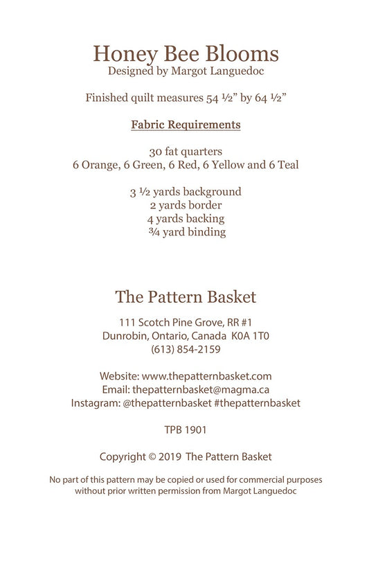 Honey Bee Blooms Quilt Pattern by The Pattern Basket