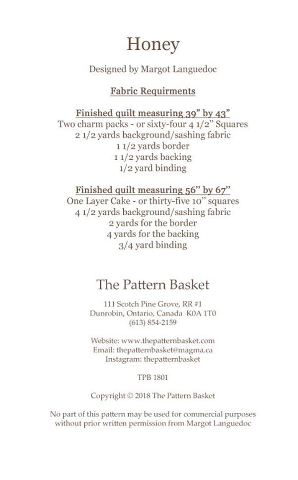 Honey Quilt Pattern by The Pattern Basket