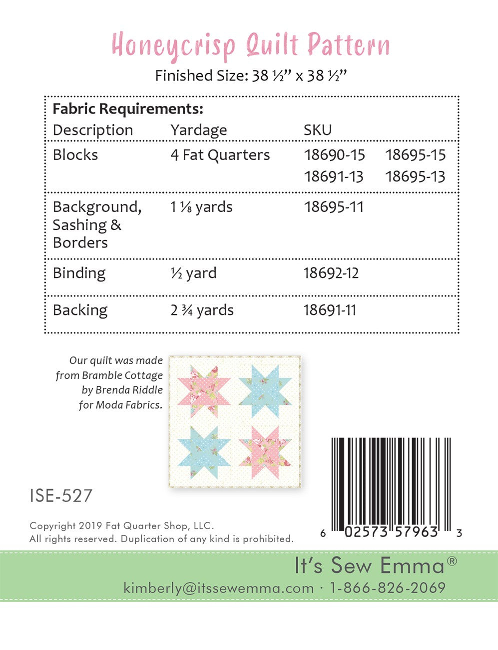 Honeycrisp Quilt Pattern by It’s Sew Emma