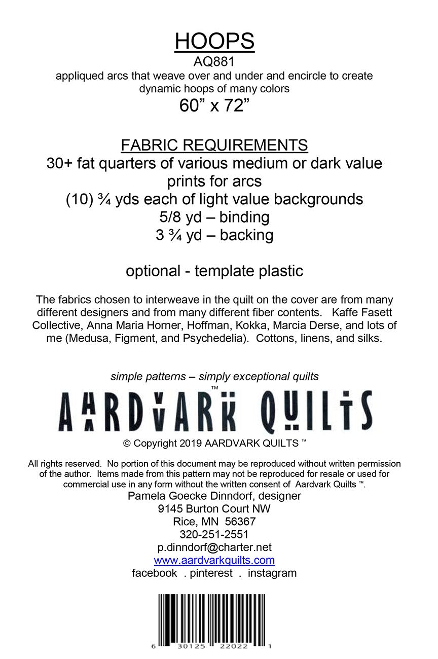 Hoops Quilt Pattern by Aardvark Quilts