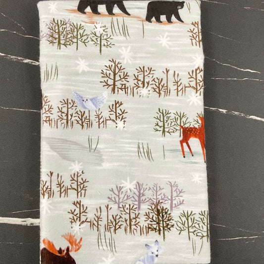 Chill Factor Flannel by Raquel Maciel : Scenic Forest Animals Ice 4239F-90
