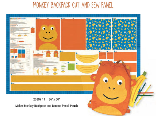 Back to School by Stacy lest Hsu: Monkey Back Pack Cut and Sew Panel 36" x 60"