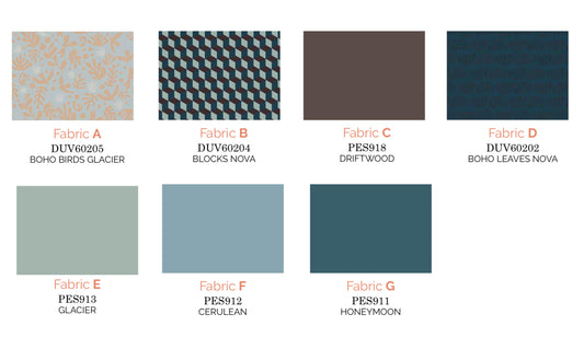 Duval par Suzy Quilts - Boho Birds Glacier DUV60205