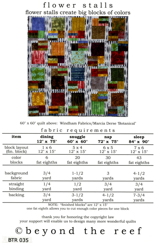 Flower Stalls Quilt Pattern by Beyond the Reef - Special Order