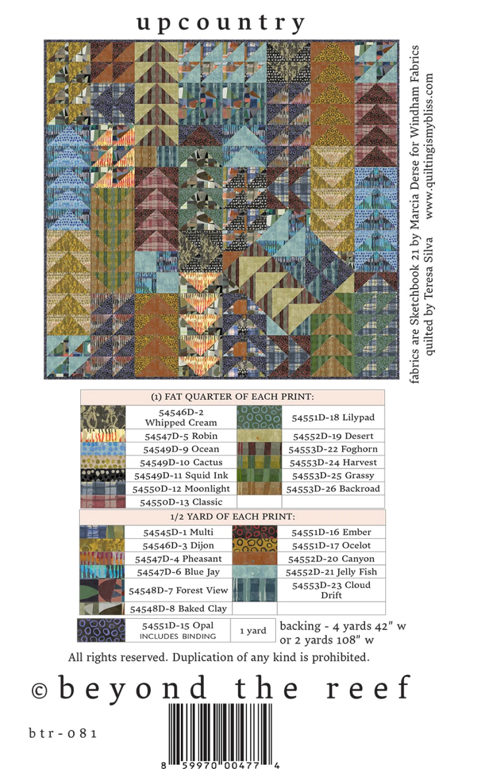 Upcountry Quilt Pattern by Beyond the Reef - Special Order