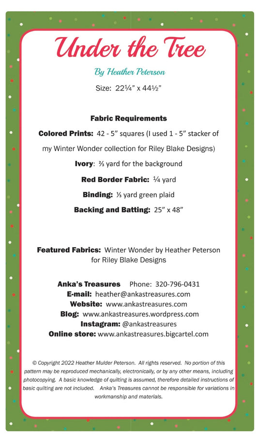 Under The Tree Quilt Pattern by Anaka's Treasures - Special Order