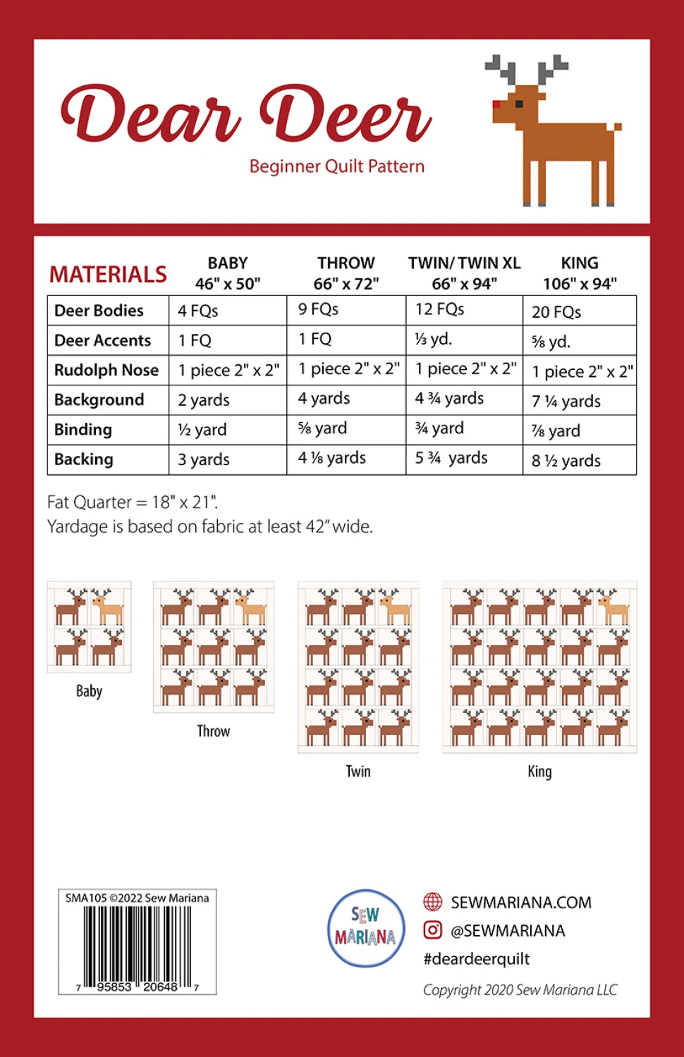 Dear Deer Quilt Pattern by Sew Mariana