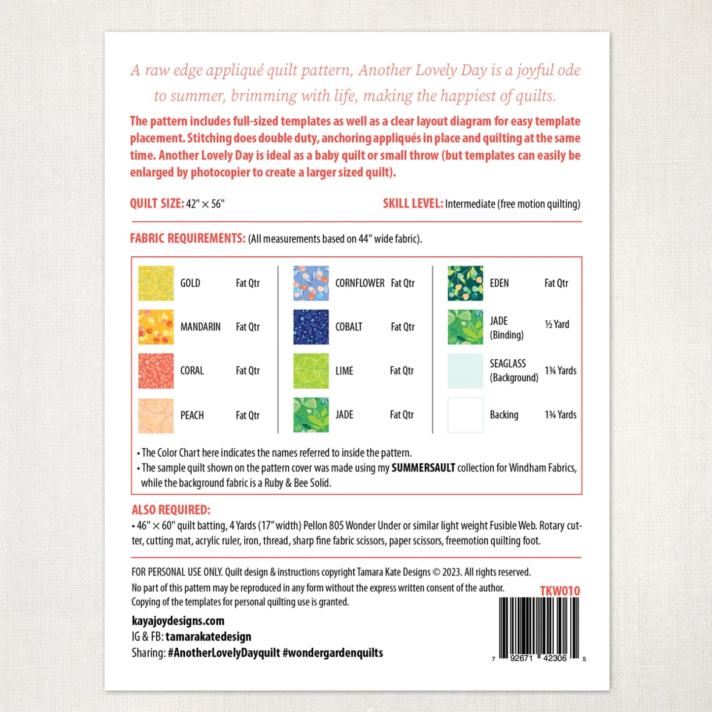 Another Lovely Day Appliqué Quilt Pattern by Tamara Kate