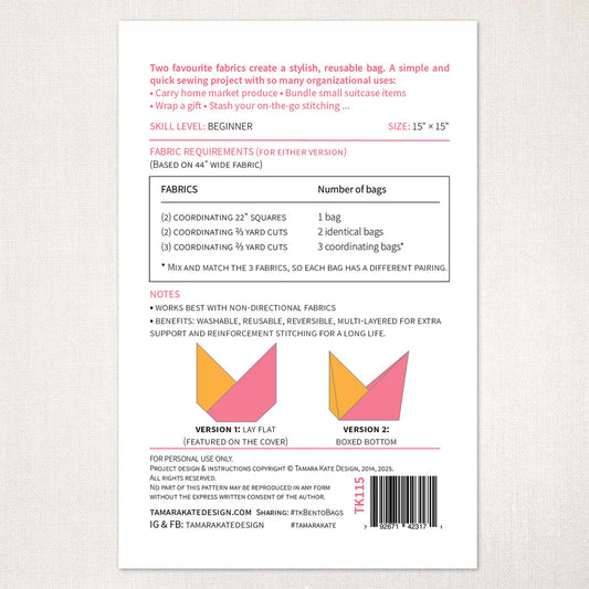 Bento Bag Sewing Pattern by Tamara Kate