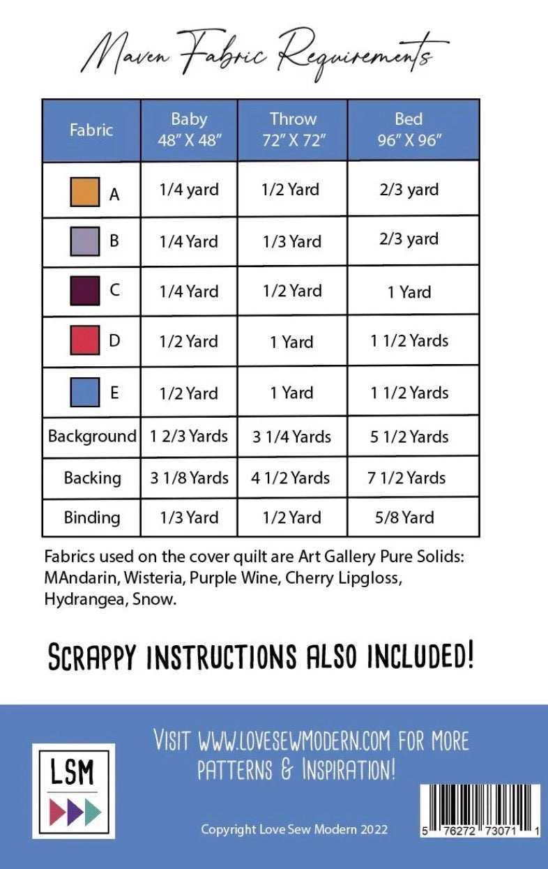 Maven Quilt Pattern by Love Sew Modern