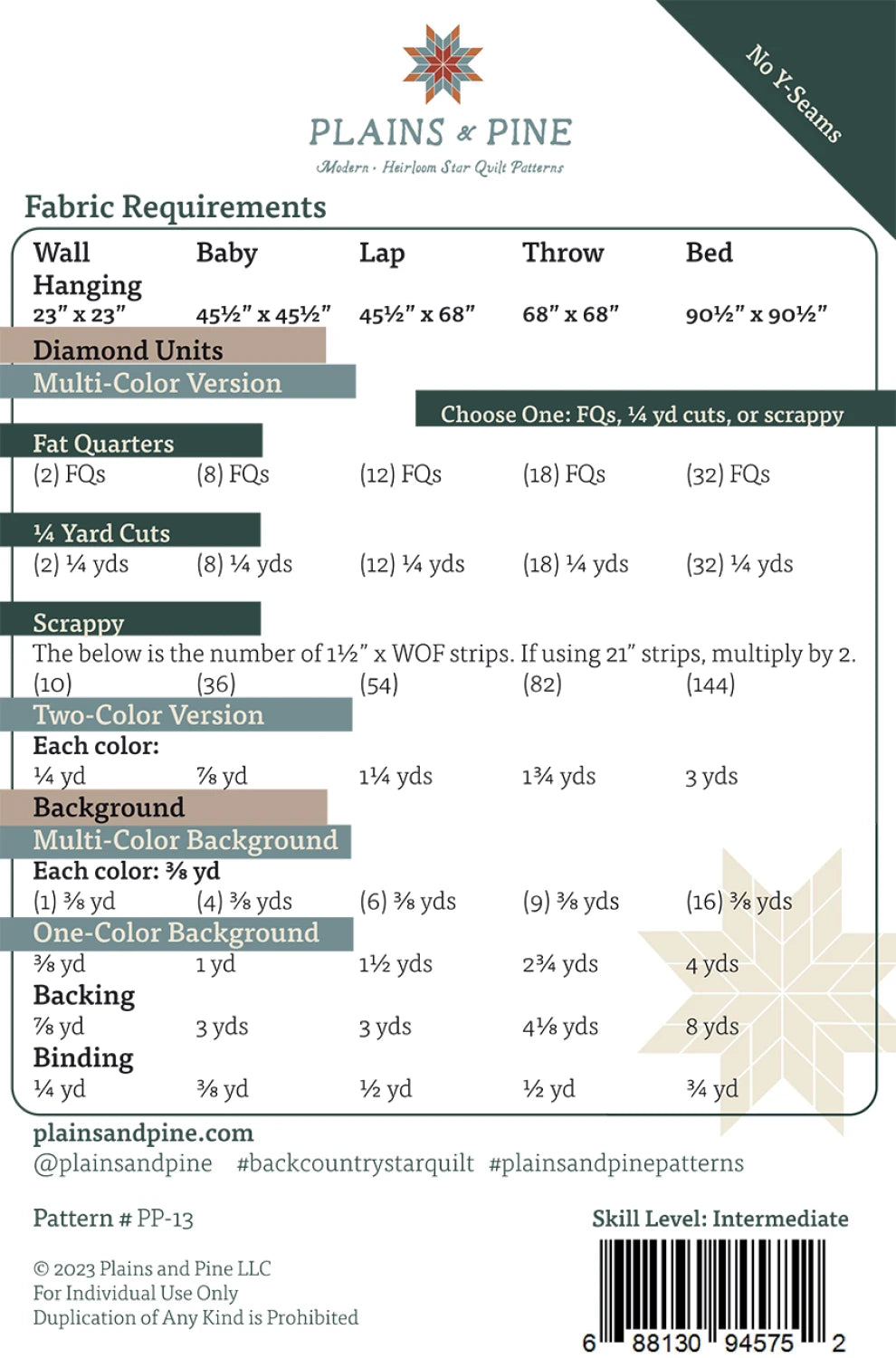 Back Country Star Quilt Pattern by Plains & Pine