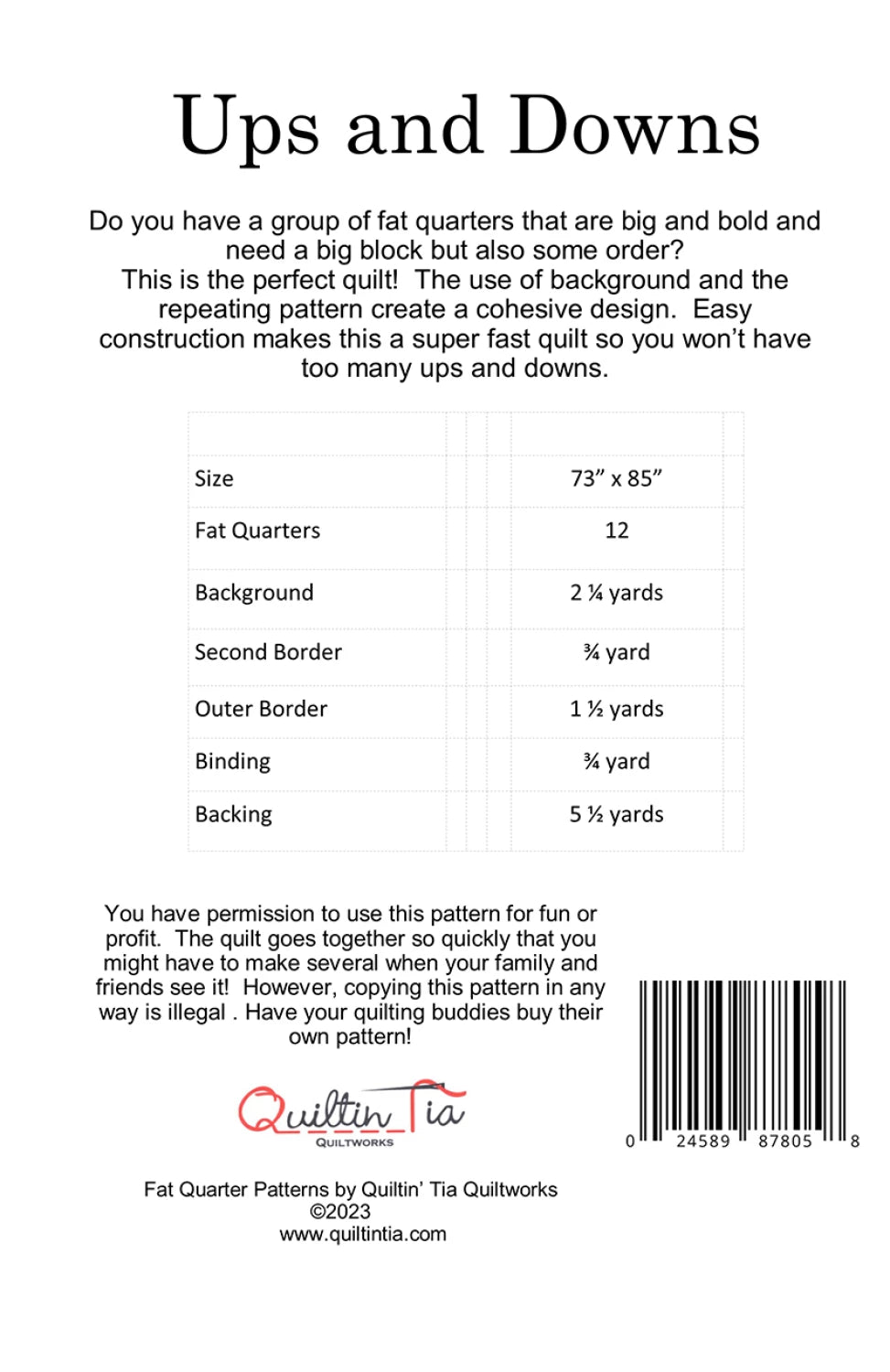 Ups and Downs Quilt Pattern by Quiltin’ Tia