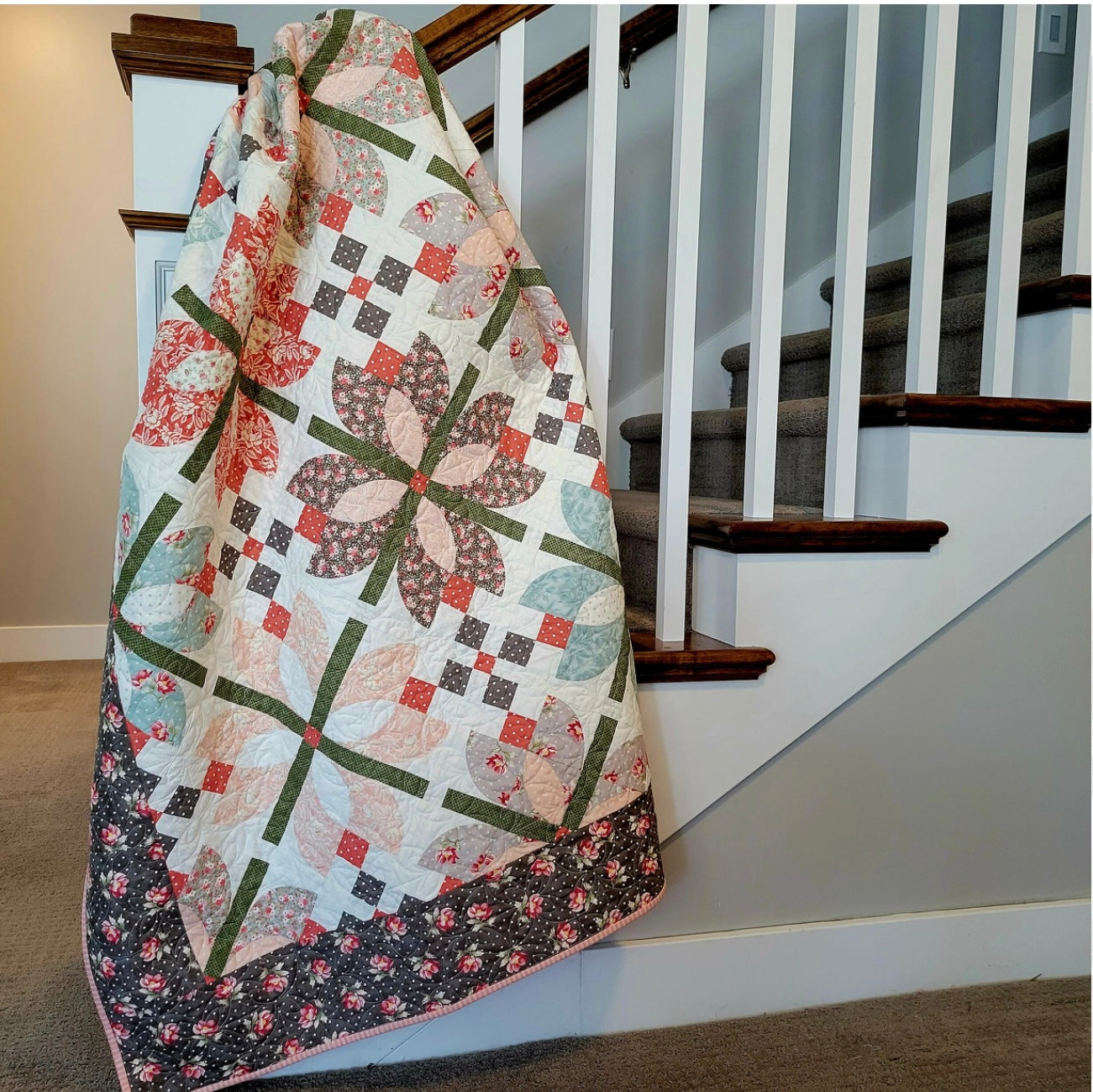 Flowers through the Lattice Quilt featuring Porch Swing by Ashley Collett Design : Boxed Kit