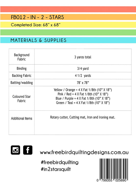 In 2 Stars Quilt Pattern by Free Bird Quilting Designs