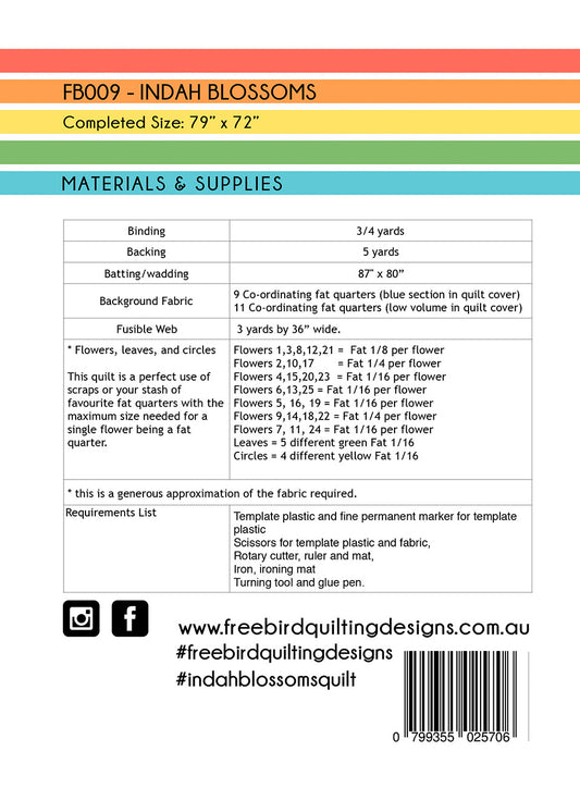 Indah Blossoms Applique Quilt Pattern by Free Bird Quilting Designs