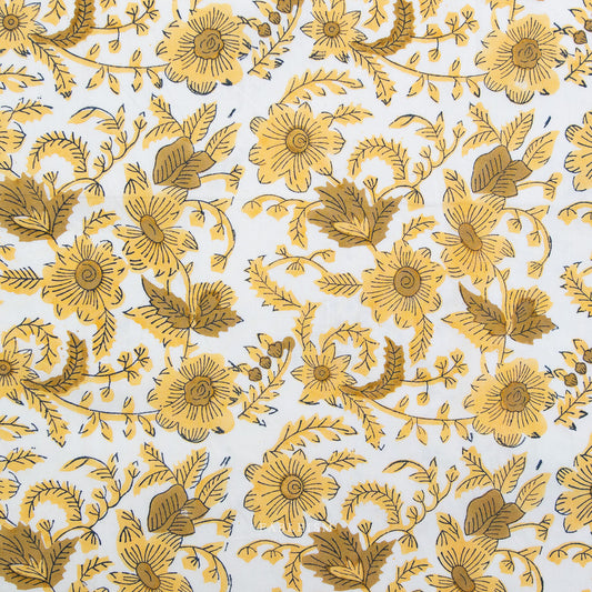 Indian Block Prints: Cottage by Fableism - Country Floral Yellow BPCT-08-CTY-YELLOW