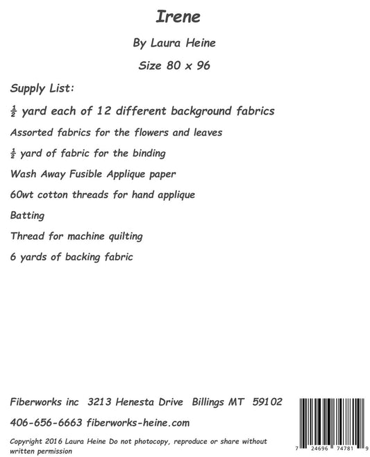 Irene Grandmothers Hollyhock Flowers Pattern by Laura Heine