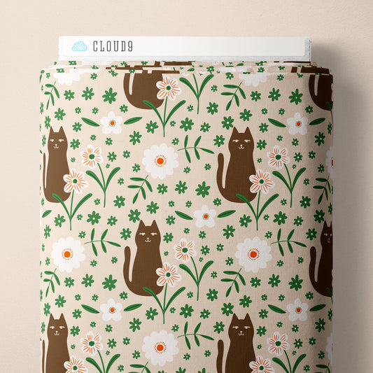 It Was The 70's by Cora Vickers : A Cat In The Flowers Brown/Green 2293-78